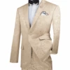 Mens 2 Button Slim Fit Paisley Prom Beige Suit