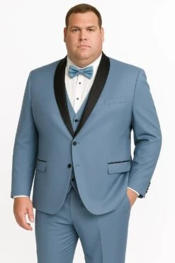 Sky Blue Tuxedo With Black Shawl Lapel Slim Fit Prom And Wedding Suit In Baby Blue Color - Light Blue -Alberto Nardoni Shop PromandWeddingSuit