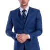 Blue Sharkskin Wedding & Business Suit - Men's Two Button Hybrid Fit Vested 3 Blue Sharkskin Wedding & Business Suit - Men's Two Button Hybrid Fit Vested -Alberto Nardoni Shop Ps2v8AA