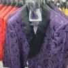 Paisley Tuxedo Dinner Jacket - Purple Mens Blazer + Bowtie - Prom Jackets