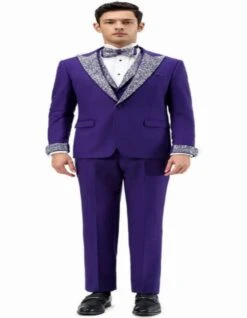 Purple Prom Tuxedo - Perfect Wedding Suit Vested Rhinestone Lapelled -Alberto Nardoni Shop Purple Prom Tuxedos