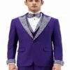Purple And Silver Prom Tuxedo - Perfect Wedding Suit Vested Rhinestone Lapelled -Alberto Nardoni Shop Purple and Silver Prom Tuxedo