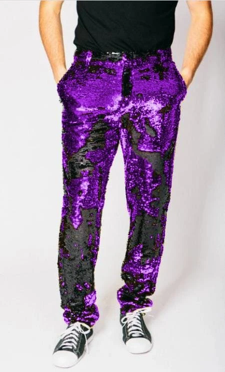Mens Sequin Pants - Purple Dress Party Pants 1 Mens Sequin Pants - Purple Dress Party Pants