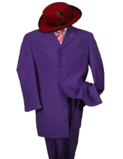 Mens 2PC Classic Long Fashion Zoot Suit Purple