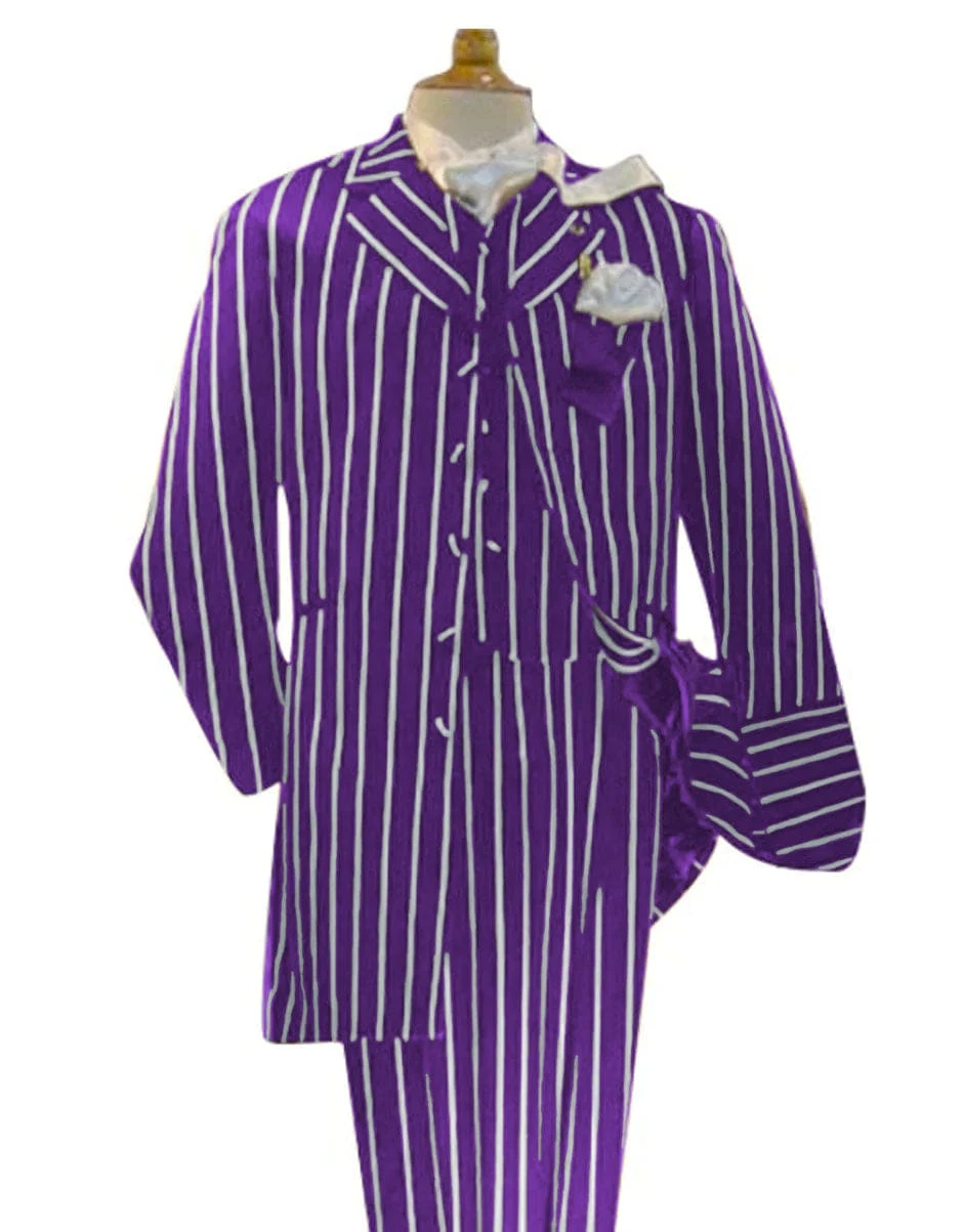 Purple And White Pinstripe Zoot Suit - Gangster 1920s Pinstripe Suit - MensFashion Suit