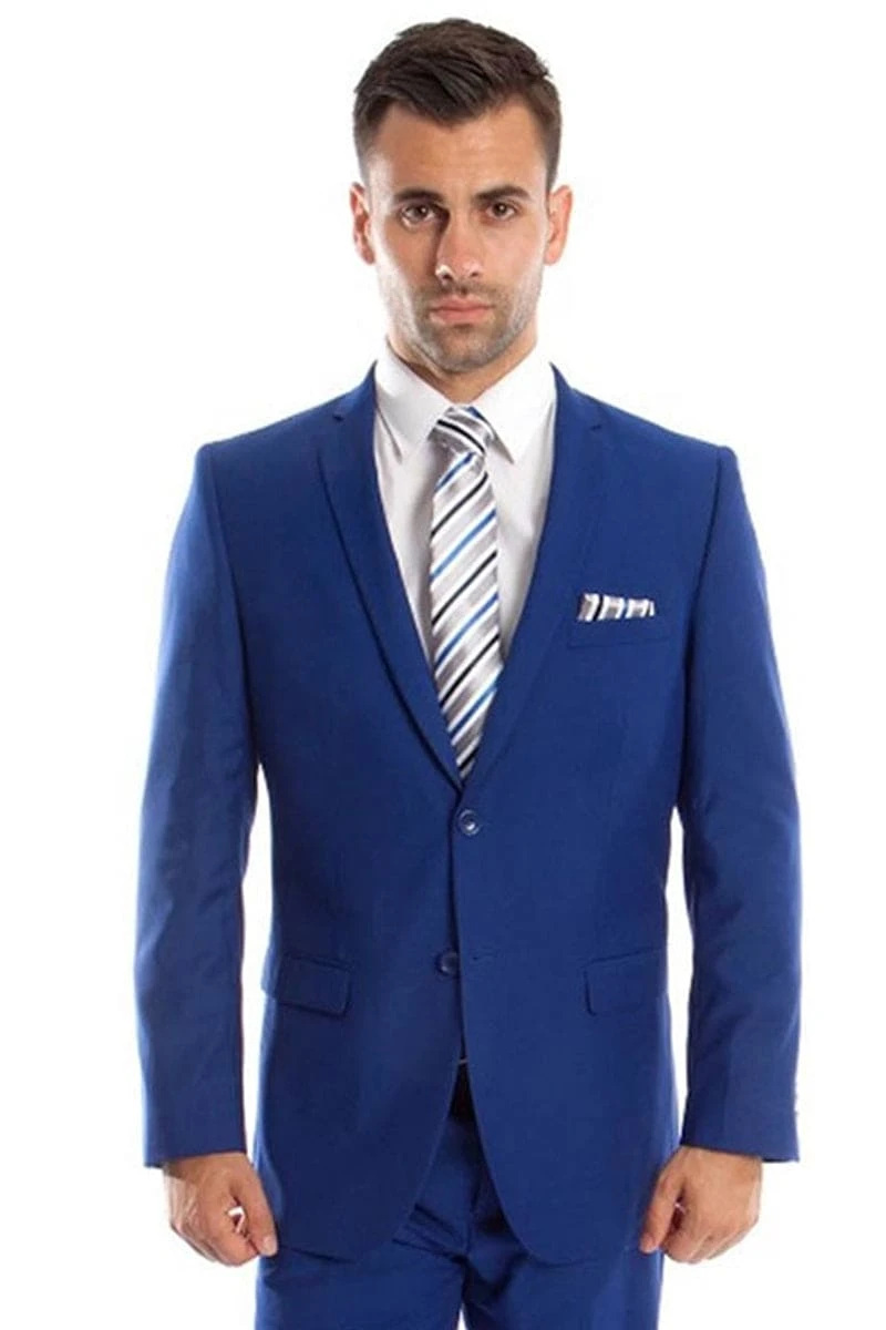 "Royal Blue Men's Slim Fit 2 Button Wedding Suit - Basic" 1 "Royal Blue Men's Slim Fit 2 Button Wedding Suit - Basic"