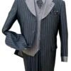 "Men's Navy Blue Sharkskin Pinstripe Zoot Suit With Vest - Fashionable" -Alberto Nardoni Shop QdfAUIp