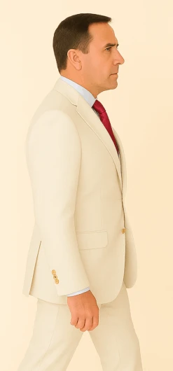 Rossi Man Slim Fit 3-Piece White Suit – Peak Lapel, Double-Breasted Vest & Flat Front Pants -Alberto Nardoni Shop ROSSI MAN SLIM FIT 3 PIECE SUIT BOND RM1750 2