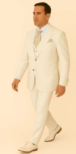 Rossi Man BOND RM1770 Slim Fit 3-Piece White Suit – 1-Button Peak Lapel, Stylish Men’s Formalwear -Alberto Nardoni Shop ROSSI MAN SLIM FIT 3 PIECE SUIT BOND RM1770 3