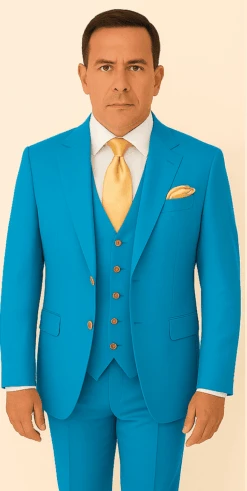 Rossi Man BOND RM1776 Slim Fit 3-Piece Suit – Tailored Turquoise Blue Suit For Formal Occasions 9 Rossi Man BOND RM1776 Slim Fit 3-Piece Suit – Tailored Turquoise Blue Suit For Formal Occasions -Alberto Nardoni Shop ROSSI MAN SLIM FIT 3 PIECE SUIT BOND RM1776