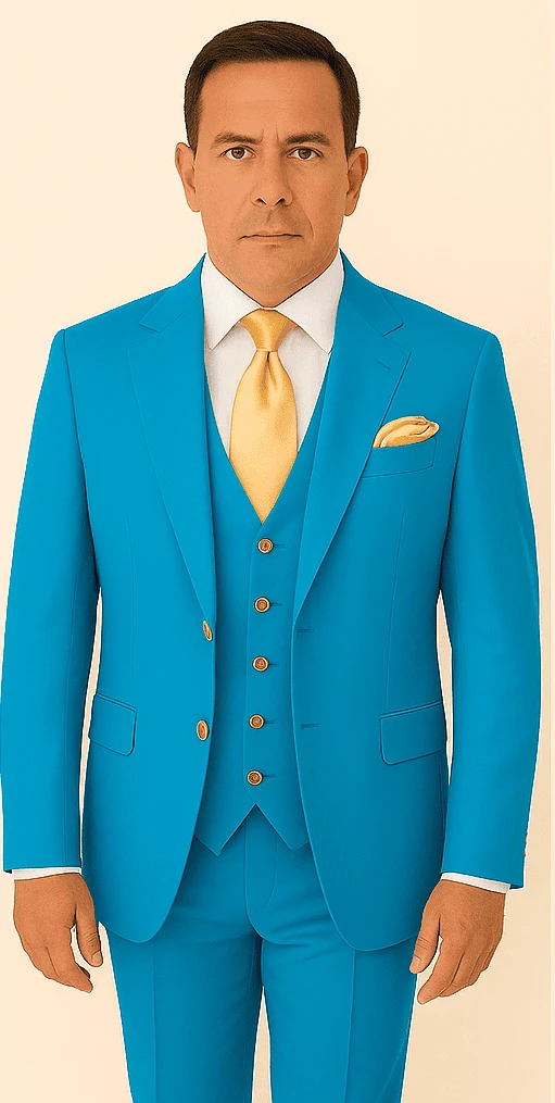 Rossi Man BOND RM1776 Slim Fit 3-Piece Suit – Tailored Turquoise Blue Suit For Formal Occasions 5 Rossi Man BOND RM1776 Slim Fit 3-Piece Suit – Tailored Turquoise Blue Suit For Formal Occasions - Image 5