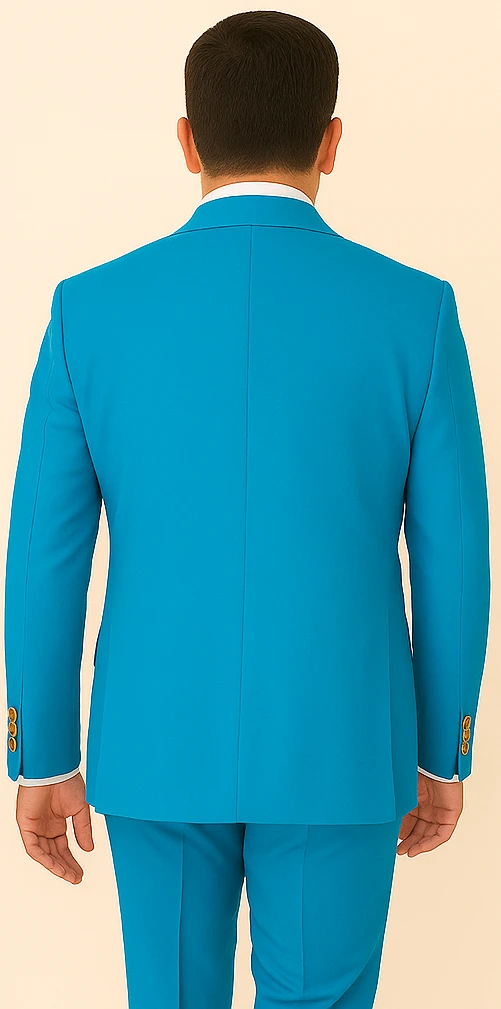 Rossi Man BOND RM1776 Slim Fit 3-Piece Suit – Tailored Turquoise Blue Suit For Formal Occasions 2 Rossi Man BOND RM1776 Slim Fit 3-Piece Suit – Tailored Turquoise Blue Suit For Formal Occasions - Image 2