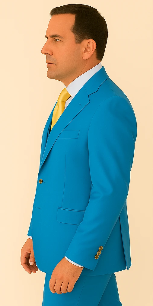Rossi Man BOND RM1776 Slim Fit 3-Piece Suit – Tailored Turquoise Blue Suit For Formal Occasions 3 Rossi Man BOND RM1776 Slim Fit 3-Piece Suit – Tailored Turquoise Blue Suit For Formal Occasions - Image 3