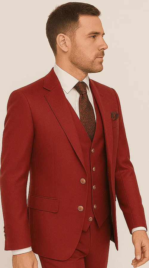 Rossi Man BOND RM1777 Slim Fit 3-Piece Red Suit – Modern Tailored Suit For Men - Image 3