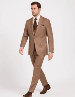 Men’s Modern Formal Suit – Rossi Man Max Slim Fit 3-Piece In Solid Mocha | RM1172 -Alberto Nardoni Shop ROSSI MAN SLIM FIT 3 PIECE SUIT MAX RM1172 2