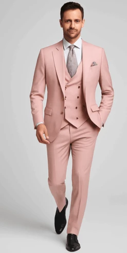 Rossi Man MAX RM1203 Slim Fit 3-Piece Suit – Stylish Solid Pink Formalwear For Men -Alberto Nardoni Shop ROSSI MAN SLIM FIT 3 PIECE SUIT MAX RM1203 2