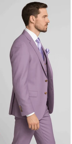 Rossi Man MAX RM1378 Slim Fit 3-Piece Suit – Sophisticated Solid Lavender Suit For Men -Alberto Nardoni Shop ROSSI MAN SLIM FIT 3 PIECE SUIT MAX RM1378 2