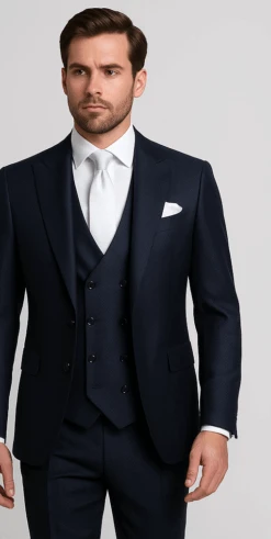 Rossi Man MAX RM1711 Slim Fit 3-Piece Suit – Stylish Navy Formalwear For Men -Alberto Nardoni Shop ROSSI MAN SLIM FIT 3 PIECE SUIT MAX RM1711
