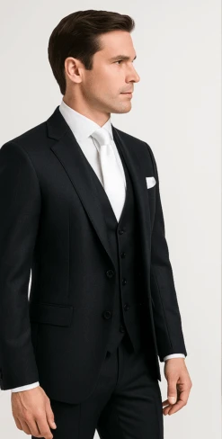 Rossi Man MAX RM1712 Slim Fit 3-Piece Suit – Stylish Black Formalwear For Men -Alberto Nardoni Shop ROSSI MAN SLIM FIT 3 PIECE SUIT MAX RM1712