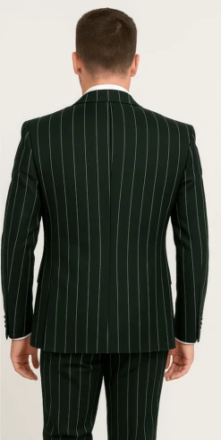 Rossi Man MAX RM1727 Slim Fit 3-Piece Suit – Stylish Tailored Green Pinstripe Suit For Men -Alberto Nardoni Shop ROSSI MAN SLIM FIT 3 PIECE SUIT MAX RM1727 1