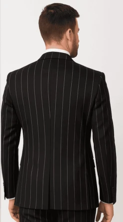 Rossi Man Max RM1728 – Slim Fit 3-Piece Men’s Suit In Black Stripe -Alberto Nardoni Shop ROSSI MAN SLIM FIT 3 PIECE SUIT MAX RM1728 1