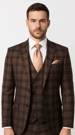 Brown Slim Fit 3-Piece Suit – Rossi Man Max Men’s Formalwear | RM1735 -Alberto Nardoni Shop ROSSI MAN SLIM FIT 3 PIECE SUIT MAX RM1735