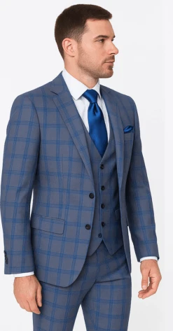 Rossi Man MAX RM1823 Slim Fit 3-Piece Blue Plaid Suit – Tailored For Weddings & Business 7 Rossi Man MAX RM1823 Slim Fit 3-Piece Blue Plaid Suit – Tailored For Weddings & Business -Alberto Nardoni Shop ROSSI MAN SLIM FIT 3 PIECE SUIT MAX RM1823 2