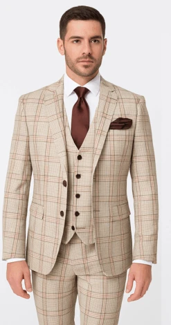Rossi Man MAX RM1824 Slim Fit 3-Piece Light Brown Suit – Elegant Formalwear For Men 9 Rossi Man MAX RM1824 Slim Fit 3-Piece Light Brown Suit – Elegant Formalwear For Men -Alberto Nardoni Shop ROSSI MAN SLIM FIT 3 PIECE SUIT MAX RM1824