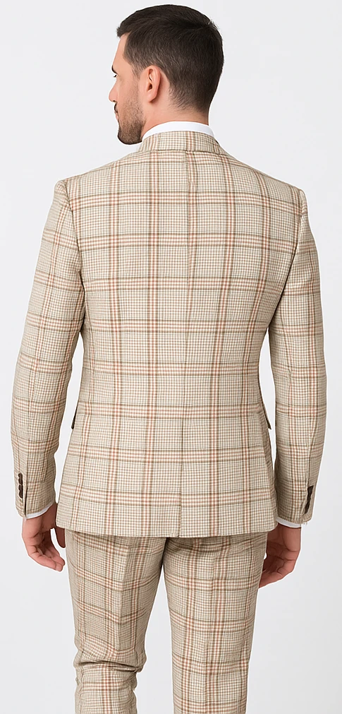 Rossi Man MAX RM1824 Slim Fit 3-Piece Light Brown Suit – Elegant Formalwear For Men 2 Rossi Man MAX RM1824 Slim Fit 3-Piece Light Brown Suit – Elegant Formalwear For Men - Image 2