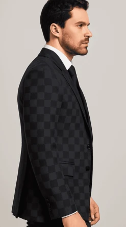 Rossi Man Max RM1837 – Men’s Slim Fit Tailored 3-Piece Suit In Black -Alberto Nardoni Shop ROSSI MAN SLIM FIT 3 PIECE SUIT MAX RM1837 1