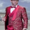 Red And Gold Tuxedo Paisley Wedding Suit