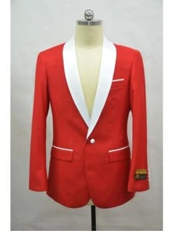 White And Red Tuxedo Men's Cheap Priced Blazer Jacket For Men Red ~ White Tuxedo Dinner Jacket And Cheap Blazer Jacket For Men Two Toned