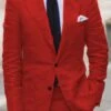 Red Linen Suit - Red Linen Suit - Red Tiffany Color