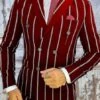 Mafia Outfit - Mobster Outfit - Italian Costume Burgundy Pinstripe Suit