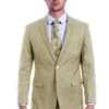 "Modern Fit Men's Linen Summer Suit - Two Button, Light Beige"