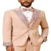 Rose Gold Prom Tuxedo - Perfect Wedding Suit Vested Rhinestone Lapelled
