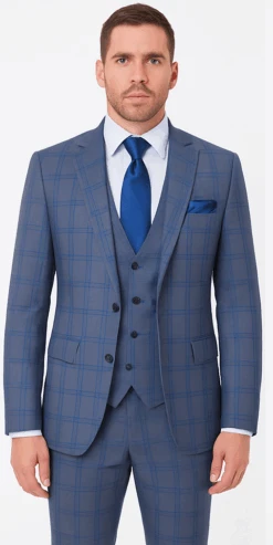 Rossi Man MAX RM1823 Slim Fit 3-Piece Blue Plaid Suit – Tailored For Weddings & Business 9 Rossi Man MAX RM1823 Slim Fit 3-Piece Blue Plaid Suit – Tailored For Weddings & Business -Alberto Nardoni Shop Rossi Man Slim Fit 3 Piece Suit Max