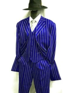Pinstripe Zoot Suit - 1920s Fashion Suit - Gangster Suit - Long Style Fashion Church Suits -Alberto Nardoni Shop Royal Blue Pinstripe Zoot Suits