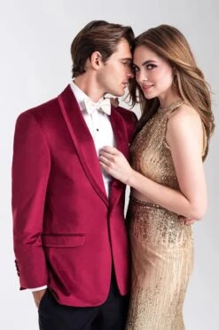 Velvet Blazer - Mens Blazer - Dinner Jacket "Venice" Ruby Red Velvet Dinner Jacket - Separates -Alberto Nardoni Shop Ruby Red Velvet Dinner Jacket