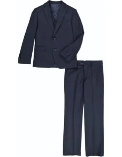 3 Piece Suit - Navy Blue Three Piece Suit - Boys 2 Button Vested 5PC Suit With Shirt And Tie In Navy Blue