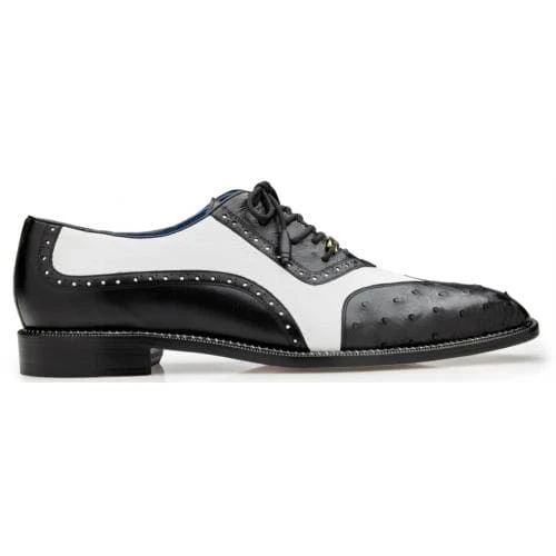 Belvedere Sesto Black / White Genuine Ostrich Quill Italian Calf Wingtip Shoes 2 Belvedere Sesto Black / White Genuine Ostrich Quill Italian Calf Wingtip Shoes - Image 2