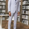 Stacy Adams - 3 Piece Suit 2 Buttons Windowpane Hybrid Fit In Light Purple