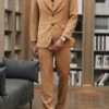 Stacy Adams - 3 Piece Suit 2 Buttons Windowpane Hybrid Fit In Rust