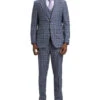 Stacy Adams - Hybrid Fit Plaid 3 Piece Grey Suit