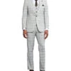 Stacy Adams - 3 Piece Windowpane Suit Hybrid Fit In Light Grey -Alberto Nardoni Shop SM171H1