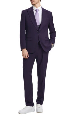 Stacy Adams - Purple 3 Piece Hybrid Fit Suit With Expandable Waist Band