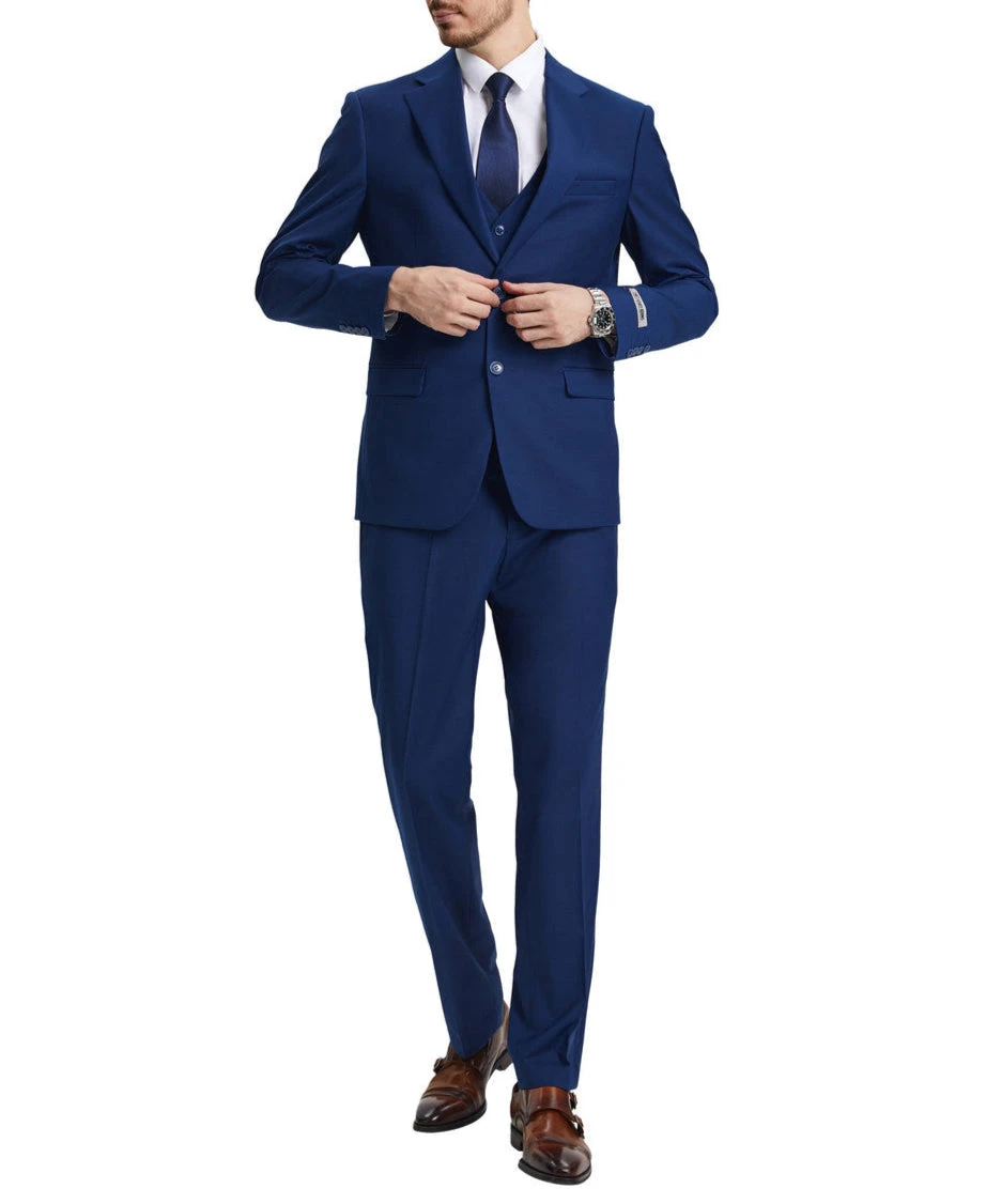 Stacy Adams - 3 Piece Hybrid Fit Suit In Indigo 1 Stacy Adams - 3 Piece Hybrid Fit Suit In Indigo