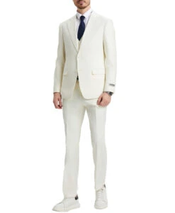 Stacy Adams - 3 Piece Hybrid Fit Suit In Ivory