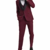 Stacy Adams - Burgundy 3 Piece Hybrid Fit Tuxedo Satin Shawl Lapel
