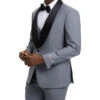 Stacy Adams - Medium Gray 3 Piece Hybrid Fit Tuxedo Satin Shawl Lapel -Alberto Nardoni Shop SMT282H1 09